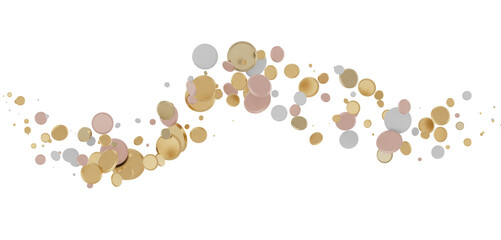 Celestial Celebration: Radiant 3D Illustration of Celestial gold Confetti