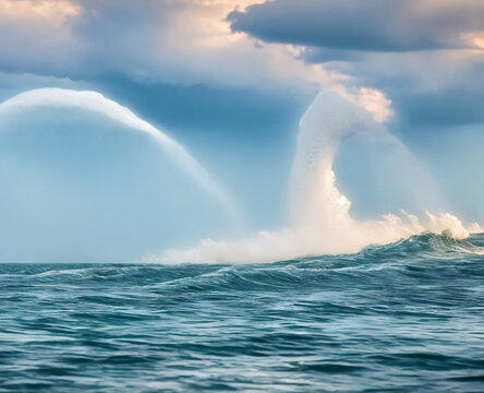 The mesmerizing spiral pattern of a waterspout forming over a body of water