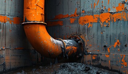 Industrial pipe construction: development of metal infrastructure - obrazy, fototapety, plakaty