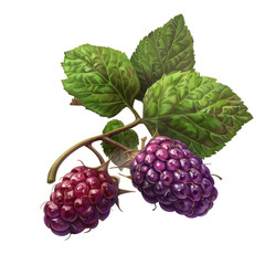 Fototapeta premium Photo of loganberry isolated on transparent background