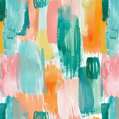 A colorful abstract painting featuring bold brushstrokes of red, blue, yellow, and green on a pristine white background, creating a visually striking composition.