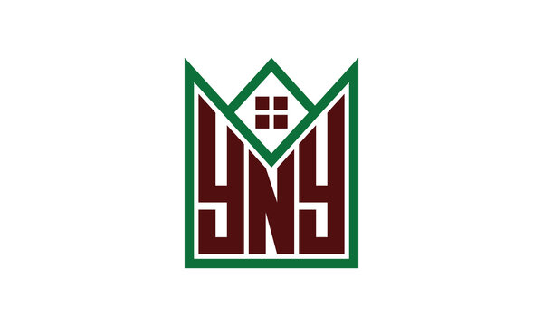 YNY initial letter real estate builders logo design vector. construction, housing, home marker, property, building, apartment, flat, compartment, business, corporate, house rent, rental, commercial