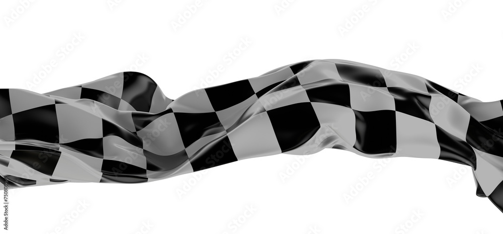 Poster Wavy racing checkered flag with diagonal folds. Realistic 3d render