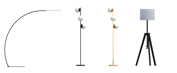 floor lamp isolated on white background, interior lighting, 3D illustration, cg render