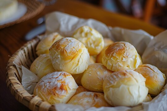 pão de queijo, also known as cheese buns or cheese bread. traditional brazilian snack food