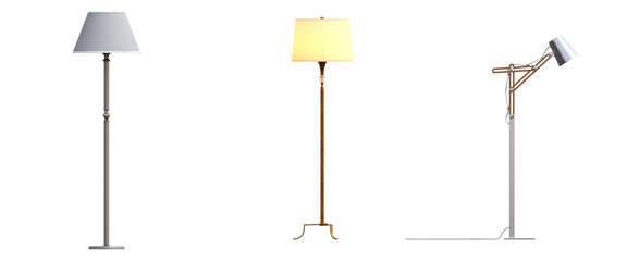 floor lamp isolated on transparent background, interior lighting, 3D illustration, cg render
