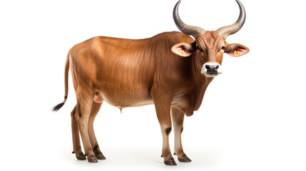 male banteng isolated on white background сreated with Generative Ai