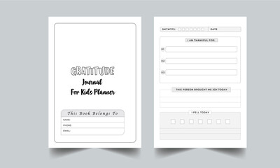 Gratitude Journal For Kids Planner With Cover Page layout
