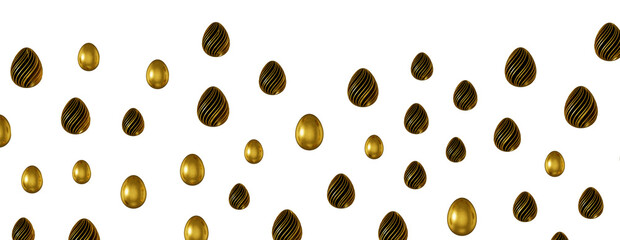 Pile of golden eggs. 3d render illustration.