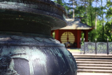 asian temple in Vincennes park , colonial exhibition