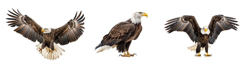 Obraz premium A collection of eagles in different poses on a transparent background
