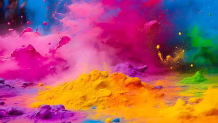 Fototapeta na wymiar Colorful holi paints flying apart