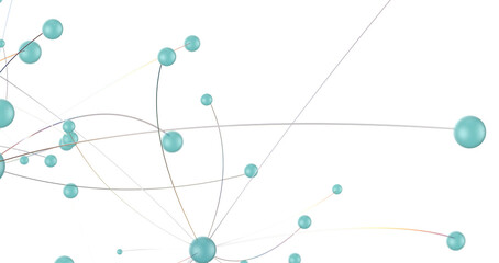 Multi color connected lines and dots network 3d illustration