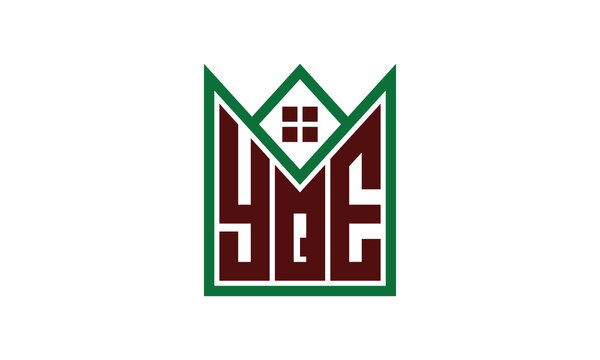 YQE initial letter real estate builders logo design vector. construction, housing, home marker, property, building, apartment, flat, compartment, business, corporate, house rent, rental, commercial