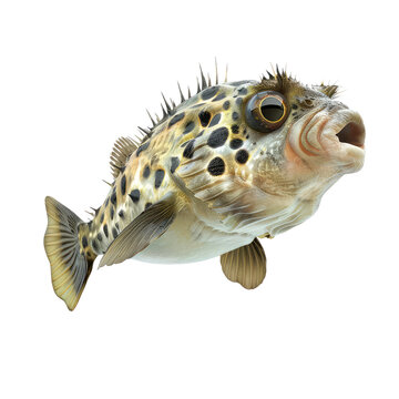 Photo of puffer fish isolated on transparent background