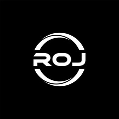 ROJ letter logo design with black background in illustrator, cube logo, vector logo, modern alphabet font overlap style. calligraphy designs for logo, Poster, Invitation, etc. - obrazy, fototapety, plakaty