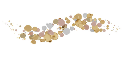 gold  Delight: Captivating 3D Illustration of Joyful gold Confetti