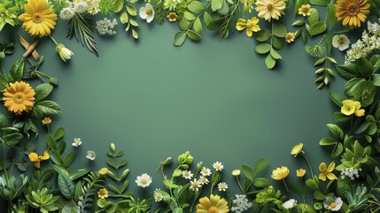 A border for Celebratory World Earth Day adorned with floral and leafy fireworks, creates a vibrant and eco-friendly celebration.