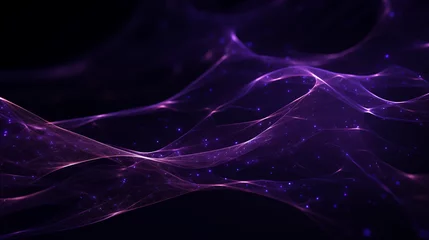 Foto op Canvas abstract particle wave of purple web connected by dots background © IvanCreator