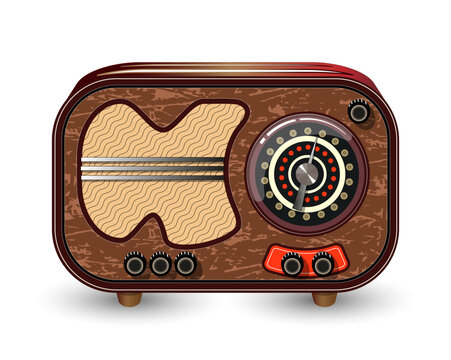 Vintage retro radio receiver. The original design. Vector illustration