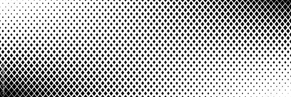 Poster horizontal black halftone of diamond shape design for pattern and background.