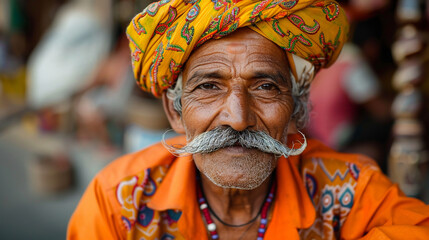 Indian man hindi in traditional man.  - obrazy, fototapety, plakaty