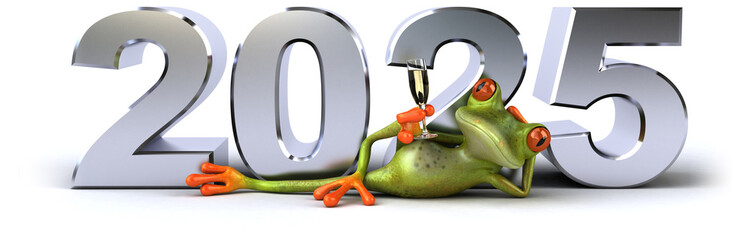 Fun 3D cartoon green frog in 2025
