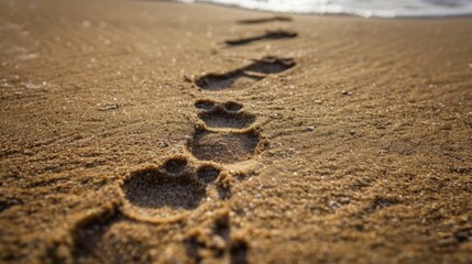Fototapeta na wymiar On Good Friday, borders with footprints in the sand reflect guidance and sacrifice.