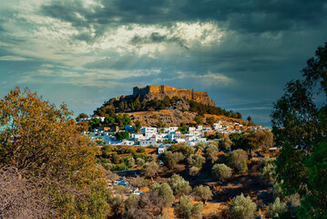 The majestic Lindos Acropolis and old town.