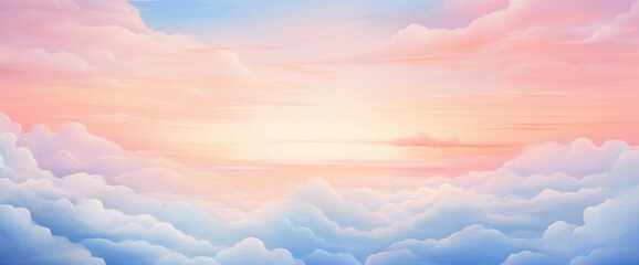 Whimsical gradient sunrise painting the sky with soft pastel hues, creating the cutest and most...