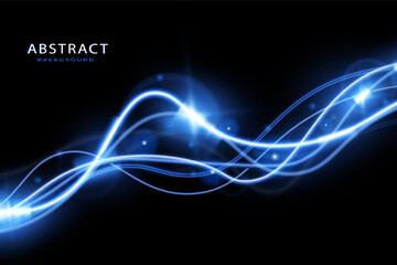 Light blue trail wave vector.Glowing smooth curved lines.Laser wave,glowing light effect,blue trail.