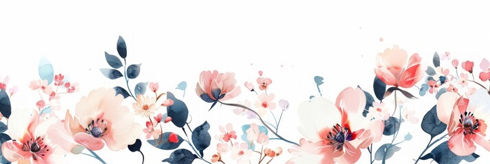 Elegant Watercolor Flower for Wedding Invitation Background Generative AI