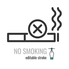 No smoking line icon. Ban Zone Smoke symbol. non smoking pictogram. Do not smoke forbidden sign. Vector graphics illustration EPS 10. Editable stroke