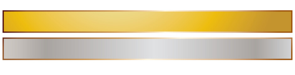 long gold and silver ribbon banners with gold and silver frame on white background