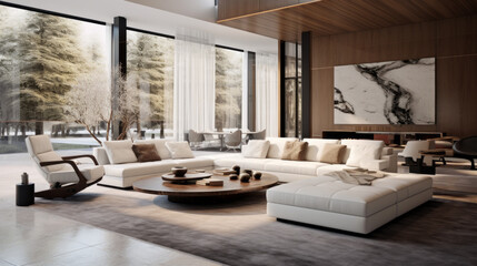 A modern living room with customizable furniture that offers a luxurious look and feel