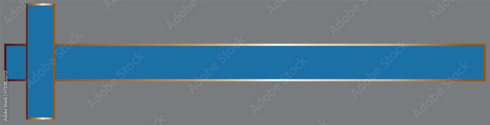 Wall mural long gold and silver ribbon banners with gold and silver frame on white background