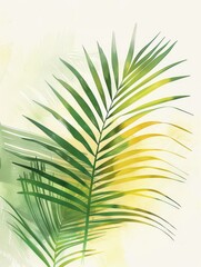 A detailed view of a single palm leaf against a plain white backdrop, showing the intricate patterns and textures of the leaf.