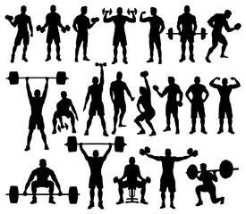 Bodybuilder Man SVG, Fitness Man SVG Bundle, Gym Fitness Man silhouettes, Body builders cut file