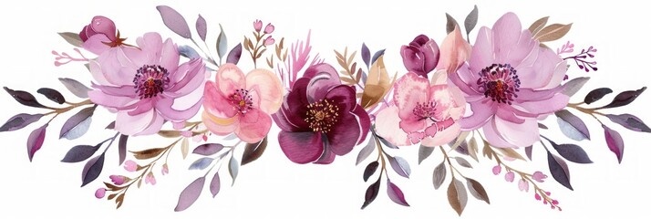 Pastel Flower Arrangement with Watercolor Background Generative AI