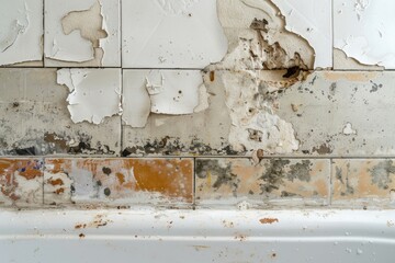 black mold on the white wall in bath