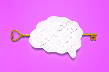 Unlocking Brilliance: Key Inserted into Human Brain Puzzle on Purple