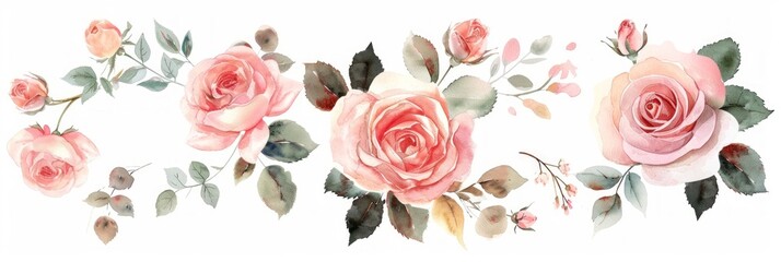 Pink Rose Watercolor Arrangements for Garden Decor Generative AI