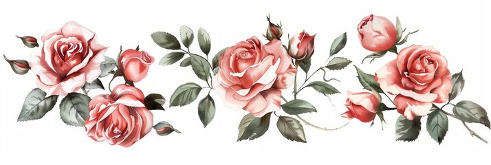 Pink Rose Watercolor Arrangements for Garden Decor Generative AI