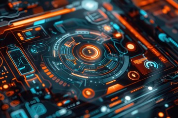 Fototapeta premium Tech elegance showcase: Showcasing the fusion of art and technology in capturing devices and futuristic gadgets, with a focus on their sleek designs and innovative features.