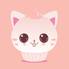 Obraz na płótnie Canvas cute cupcake cat vector, vector illustration kawaii