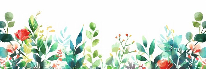 Watercolor Flower Border Illustration with Generative AI Generative AI