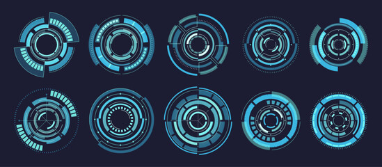 Techno Hi-tech Circles Vector Set. Cutting-edge Technology In A Modern, Futuristic Design. Glowing Hud User Interface © Pavlo Syvak