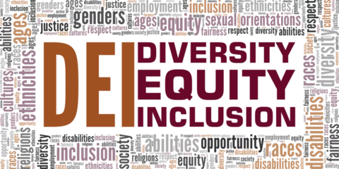 Fotobehang DEI Diversity Equity Inclusion word cloud conceptual design isolated on white background. © Colored Lights