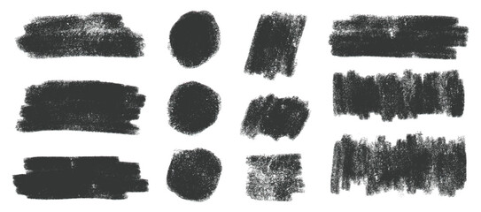 Charcoal pencil scratch scribbles vector isolated set