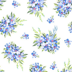 background pattern seamless with flowers blue chamomile